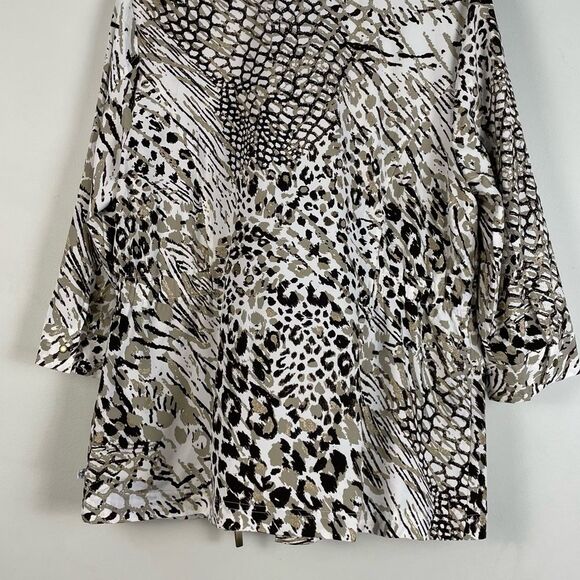 Chico's Zenergy Animal Print 3/4 Sleeve Unlined Polyester Zip Jacket Sz 2/Large - Picture 9 of 12